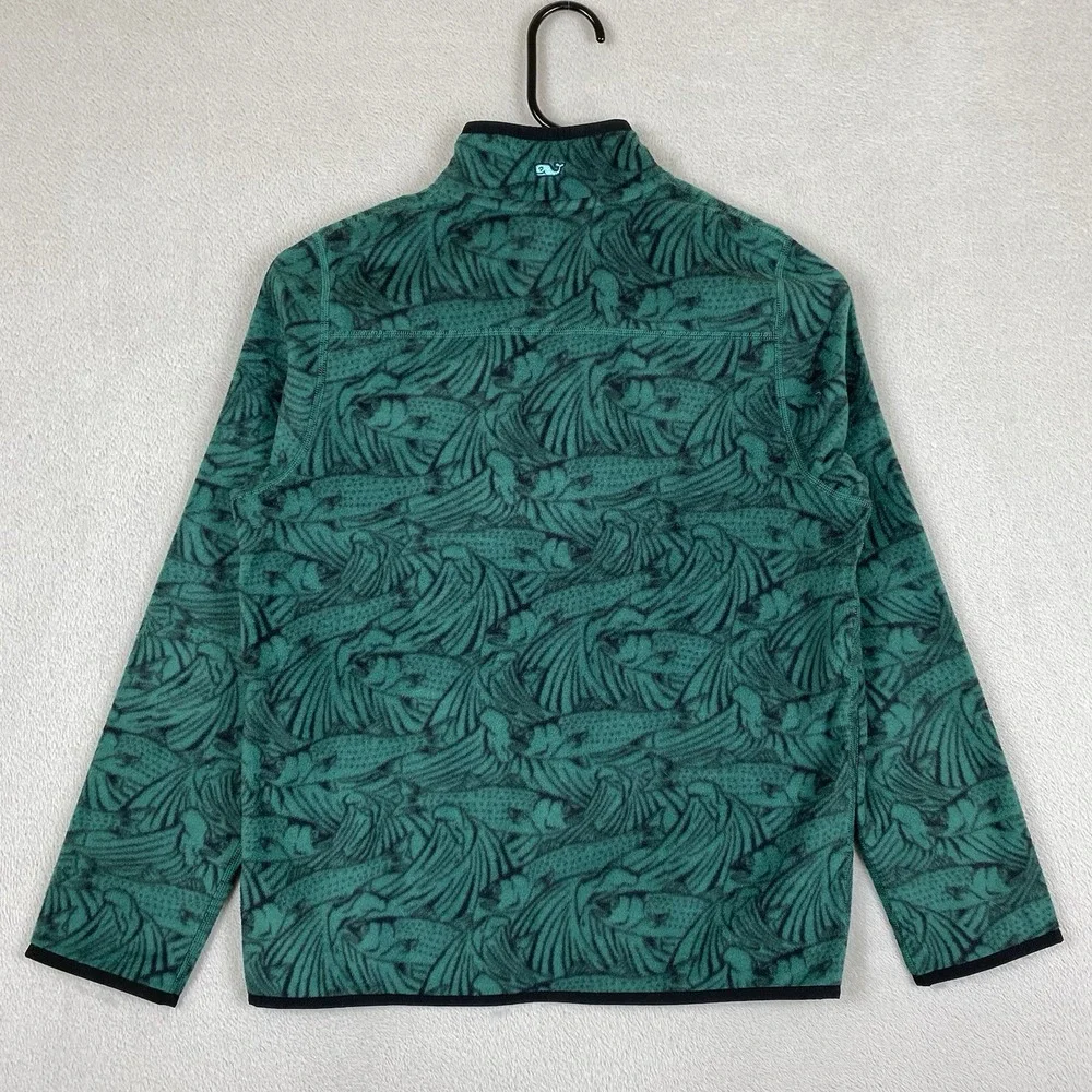NWT Vineyard Vines Harbor Fleece Quarter Snap Pullover Boys M Turf Green Preppy